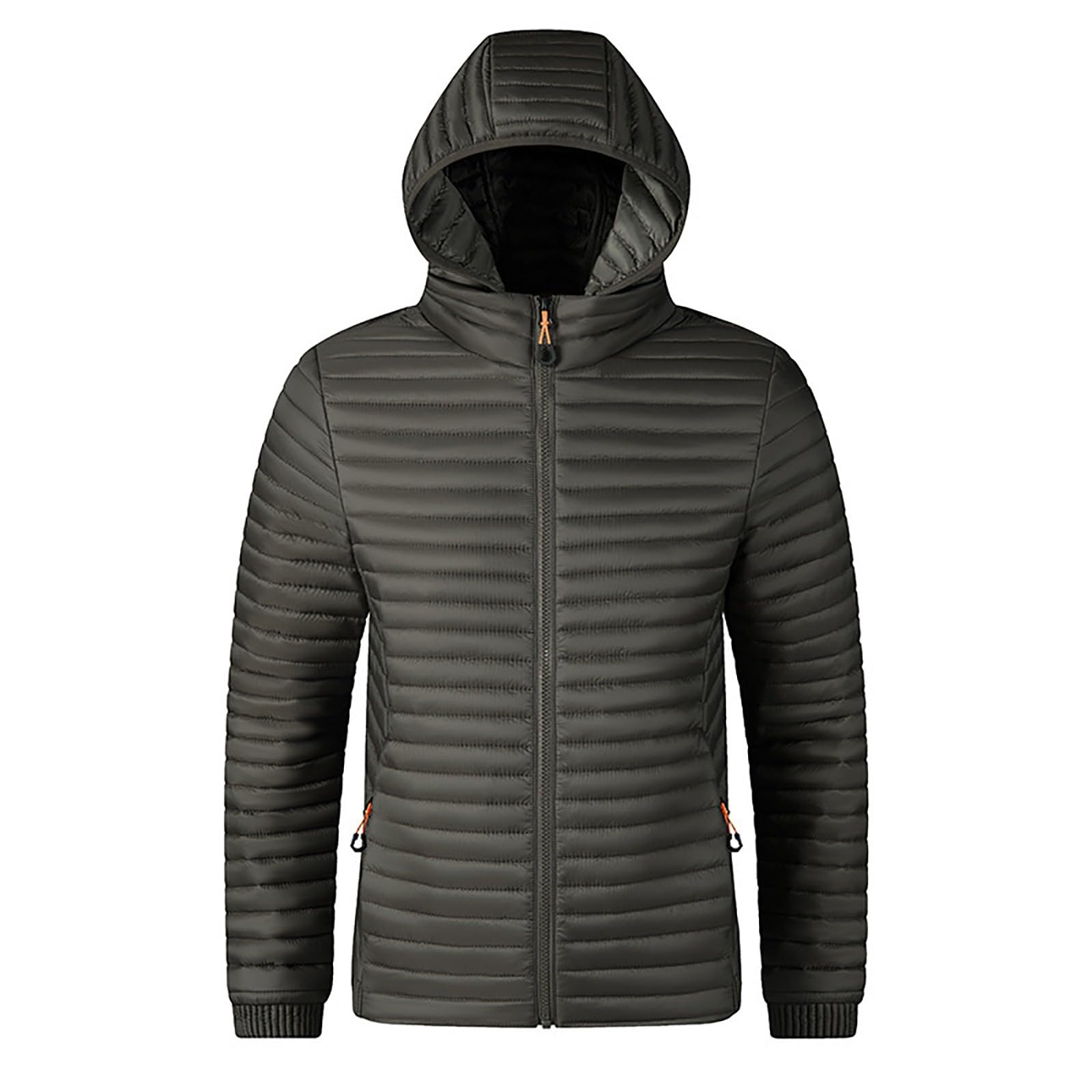 Generico Giacca Imbottita Leggera Uomo, Giacca Invernale Uomo con Zip E Cappuccio Piumini Caldo Casual Tinta Unita Comodo Trapuntato Trekking Antivento Giacca All'aperto Escursionismo