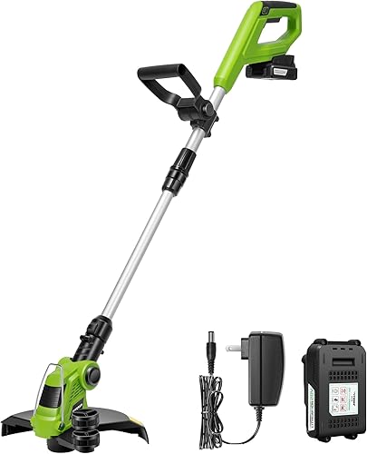 VIVOSUN Recortadora y bordeadora inalámbrica de 12 pulgadas, herbicida de 20 V y 2.0 Ah, control de 2 velocidades con cabezal ajustable, poste y