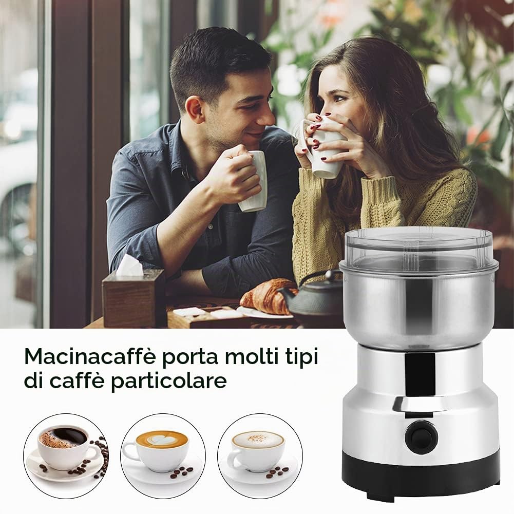 Macinacaffè Chicchi Di Caffè Elettrici In Acciaio Inossidabile, Macina Cereali Con Coltello In Acciaio Inossidabile, Macina Erbe Per Pesto, Spezie, Frutta a Guscio