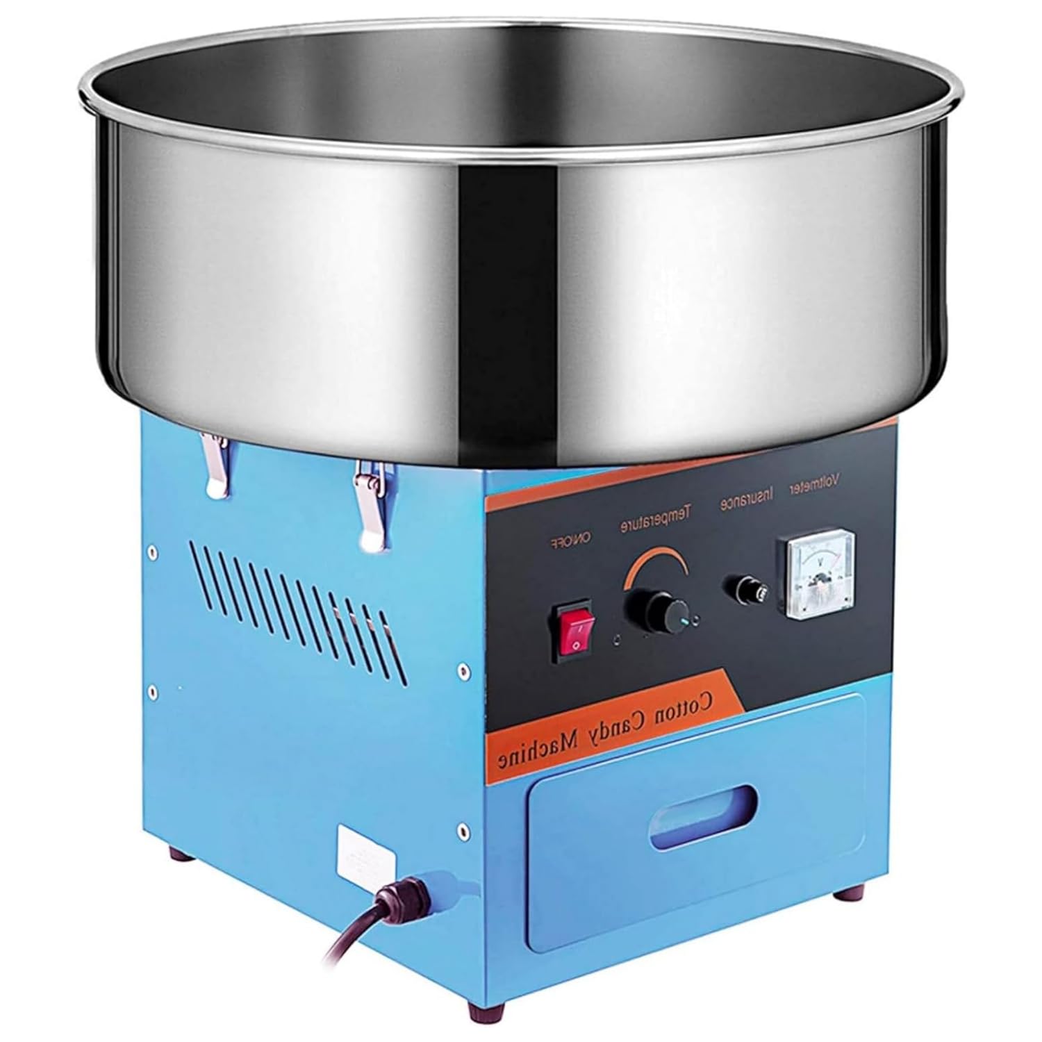 ZHAIUPON Commercial Cotton Candy Machine, 1000W Electric Candy Maker with Stainless Steel Bowl, Sugar Scoop, Ideal for Parties, Kids Birthdays, Blue
