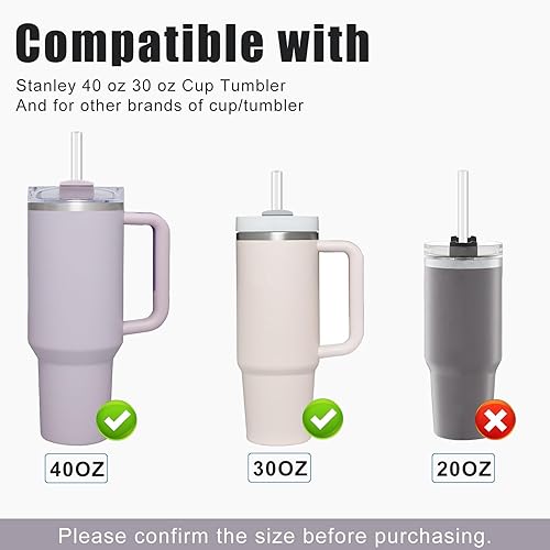 Miniatura 3 de Stanley - Pajitas de repuesto para vaso de 30 oz y 40 onzas, paquete de 6 popotes largos reutilizables con cepillo de limpieza