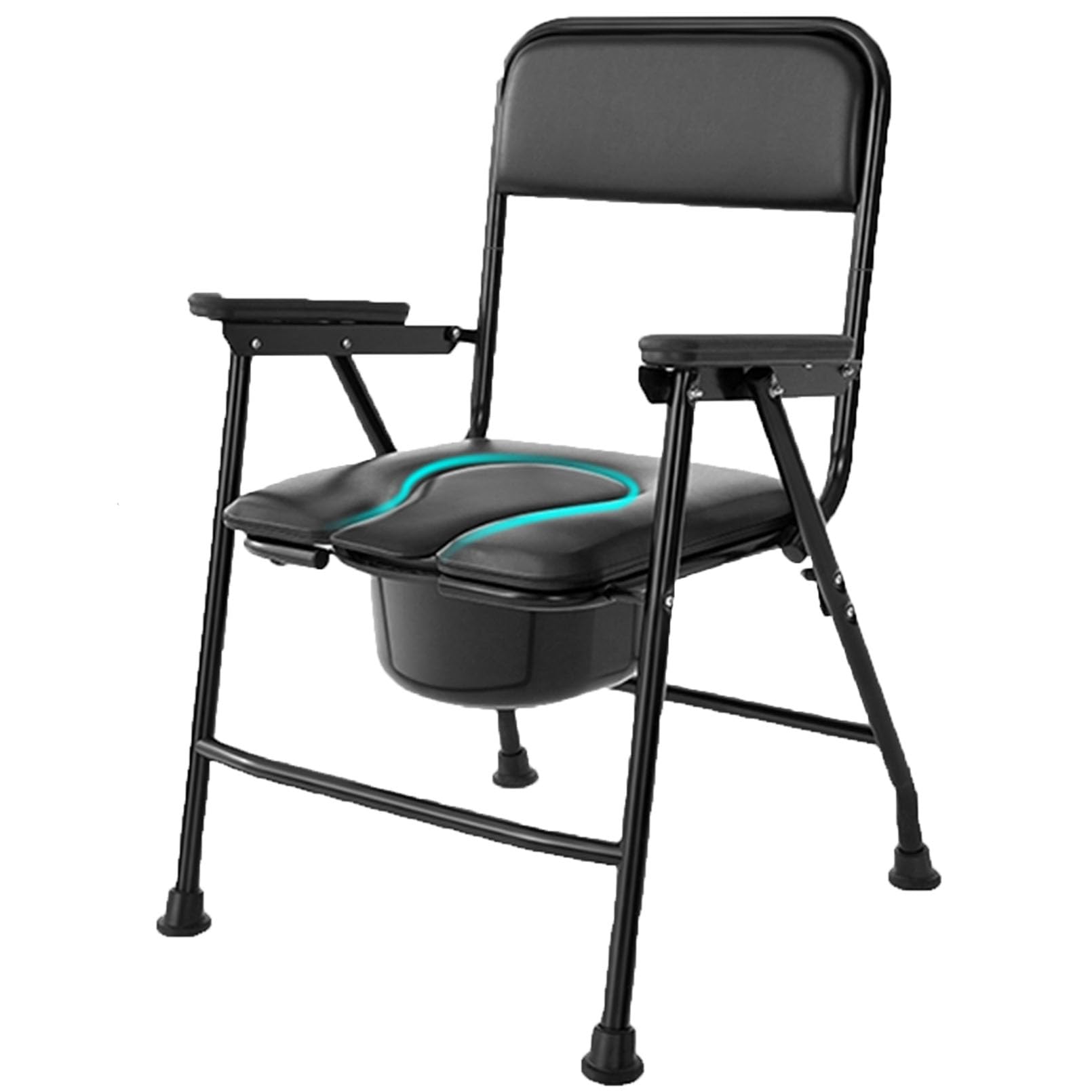 3-in-1 Folding Bedside Commode - Porta Potty for Adults - Portable Toilet for Camping, Supports Up to 210 Lbs, Bedside Commodes for Seniors and Commode Chair, Sturdy Lightweight