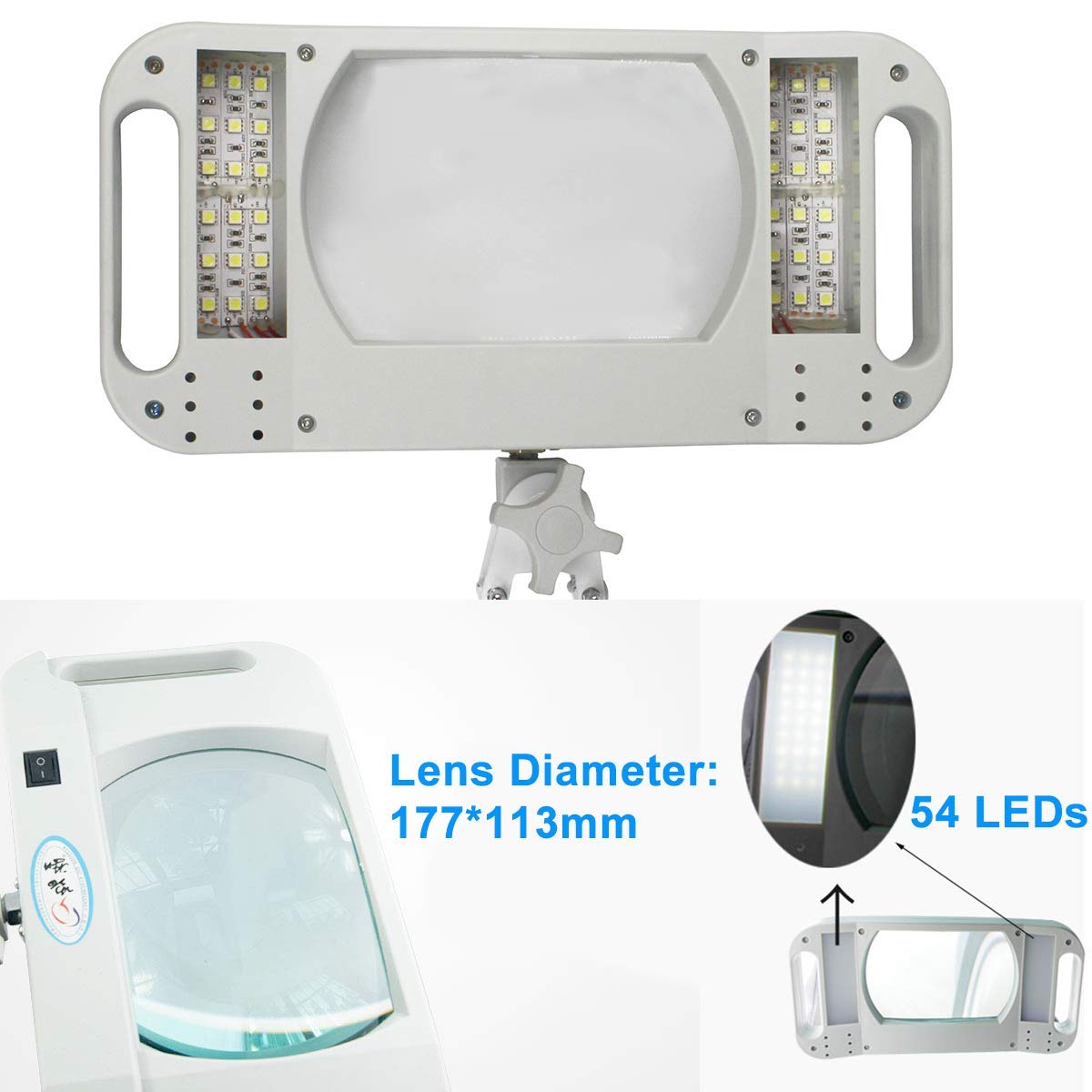 Lupa 3X/10X con Lámpara Led De 54 Led, Lente De Luz Diurna Brillante – Lupa Multiusos con Brazo Flexible Ajustable En Altura para Escritorio.