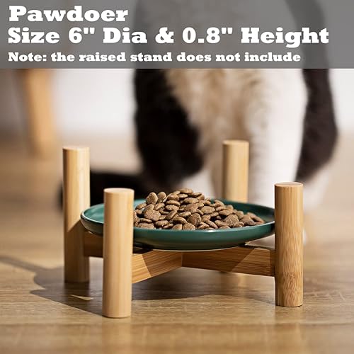 Miniatura 6 de Plato de cerámica poco profundo para gatos de 6 pulgadas, cuencos de comida para gatos sin fatiga, plato ancho y pequeño para mascotas para gatitos