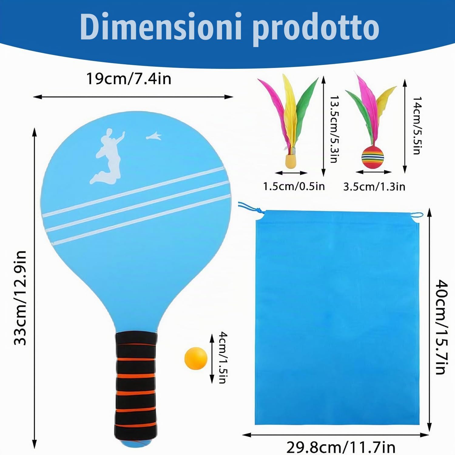 Beach Rackets, Racchette da Spiaggia Set, se-t Di racchette Con Palla, Racchettoni Mare Se-t, Set di Racch-ette da Badminton in Legno, Rac-chette da spiaggia in legno, per Gioco all’Aperto, Spiag-gia