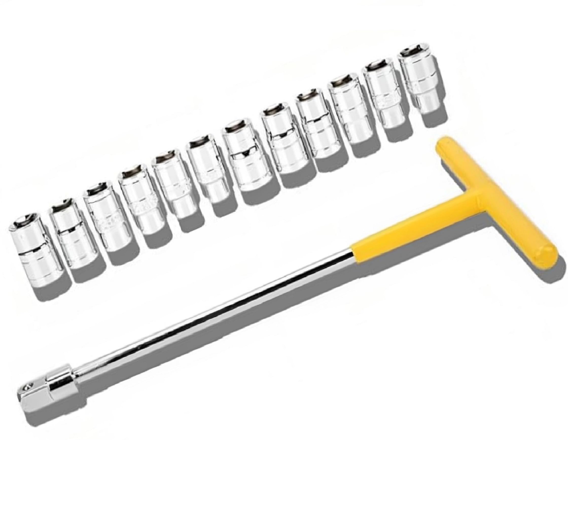 SNE tianfeng 13Pcs Vehicle Car T Shaped Handle Wrench Spanner With 8-19Mm 1/2 Socket Tool Set, Hex