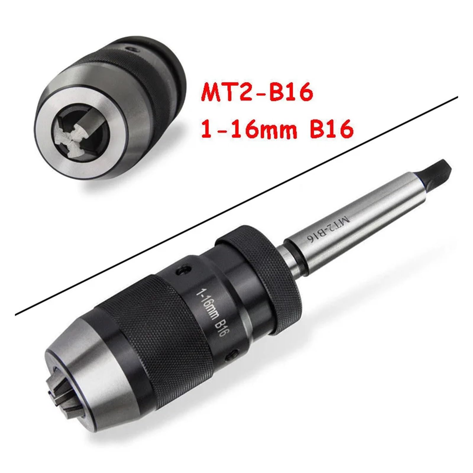 Trapano da tornio B16, senza chiave, 1-16 mm, MT2-B16, mandrino, mandrino autoregolante