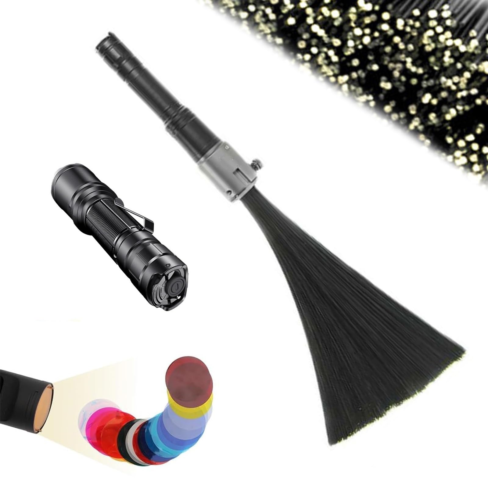 Kit de inicio de pinceles de pintura de luz, pincel de luz LED de 29 cm con fibra óptica de 0,25 mm, linterna de 1300 lúmenes, 12 filtros para estudio fotográfico, disparo de larga exposición