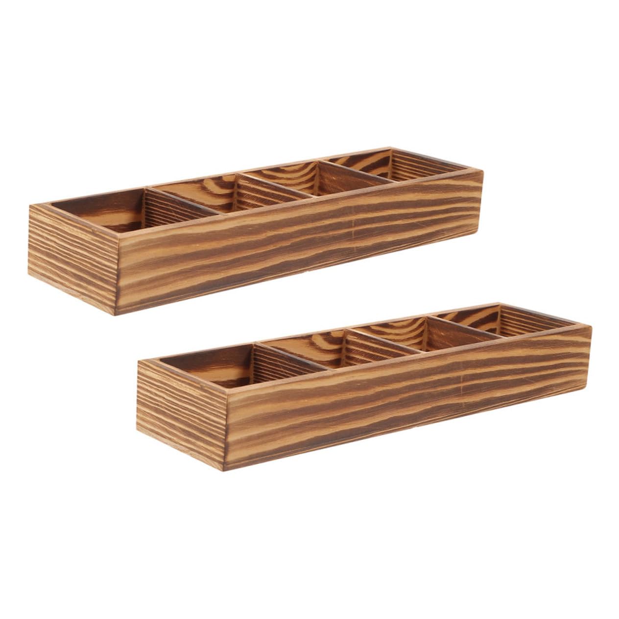 ABOOFAN 2Pcs Wooden Tea Bag Storage Box with Compartments Multifunctional Organizer for Tea Bags Snacks and Candies Vintage Desktop Storage Container for Home Decor