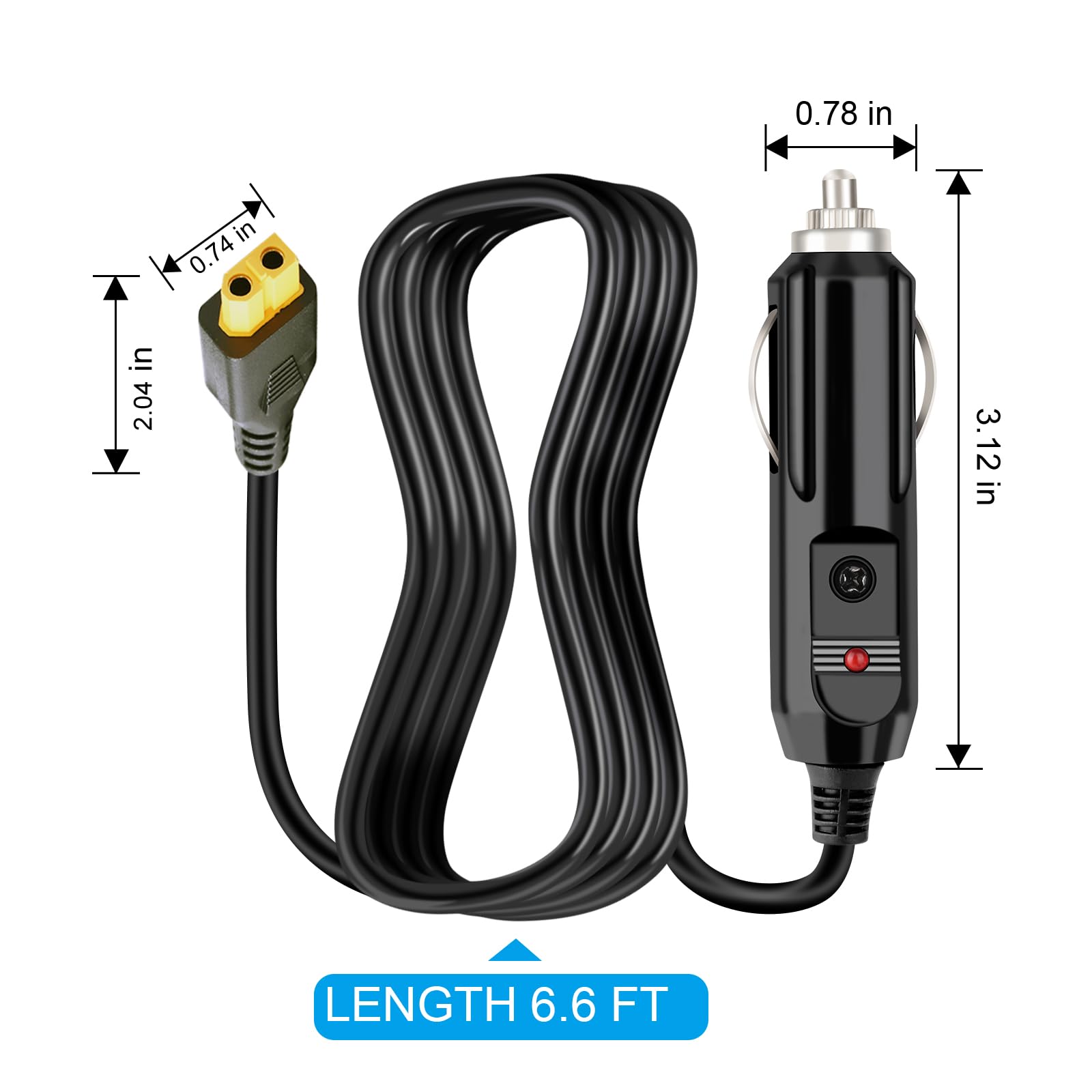 12 V/24 V DC Adapter XT60 Autolader voor ECOFLOW