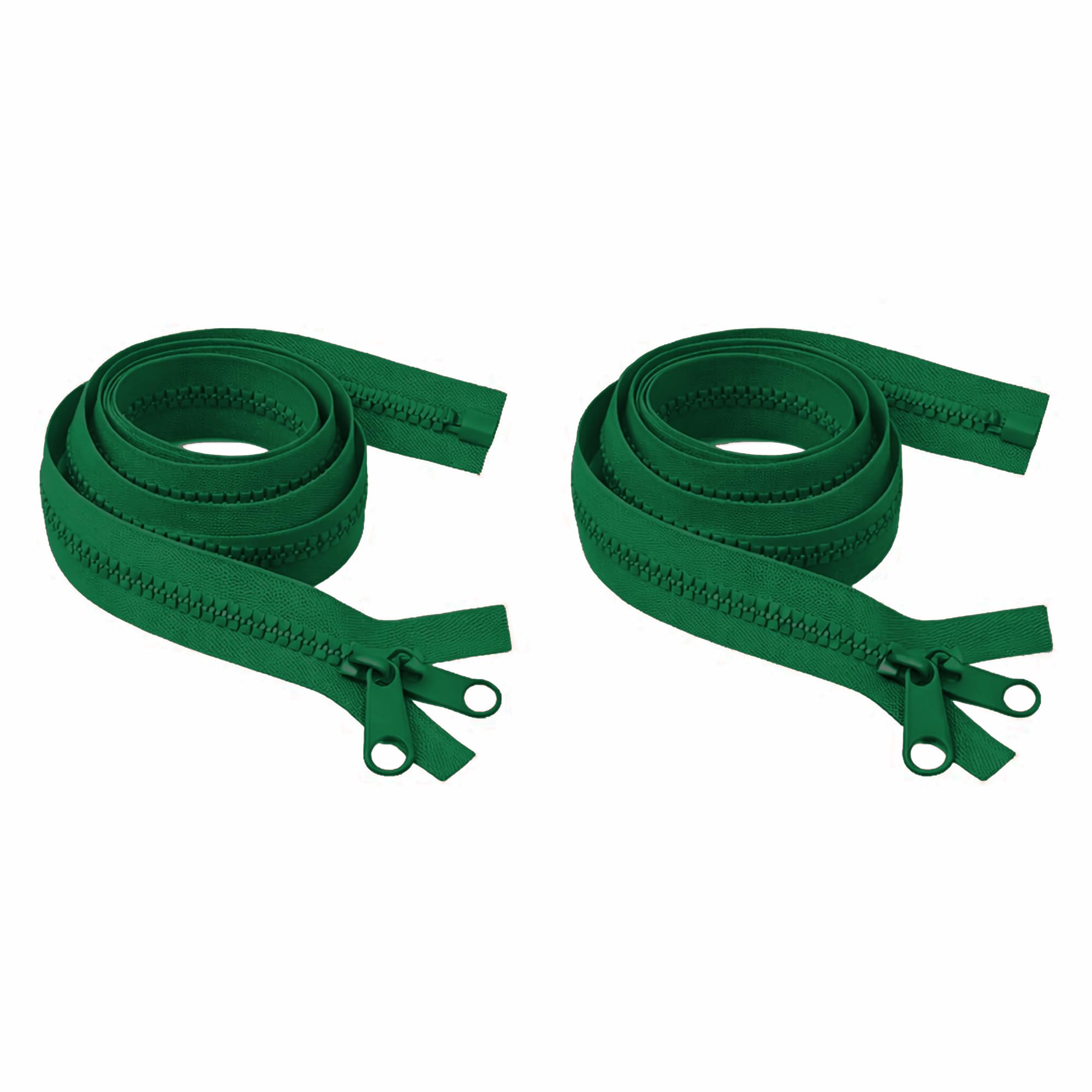 Mandala Crafts #5 9 Inch Double Pull Zippers – 2 Green Reversible Heavy Duty Plastic Separating Zippers with Dual Tabs for Trampoline Tent Sleeping Bag Canvas Boat Cover