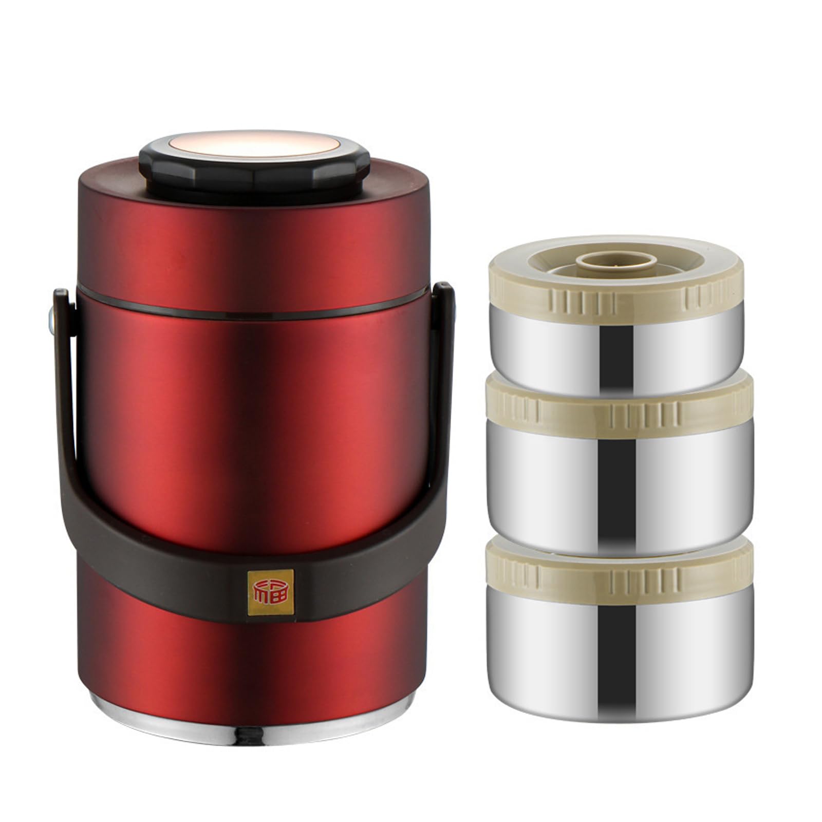 Nucelit Nonrust Steel 3 Compartment Thermal Food Container Leak Proof Insulated Lunch Box for Travel Gym Insulated Food Jar