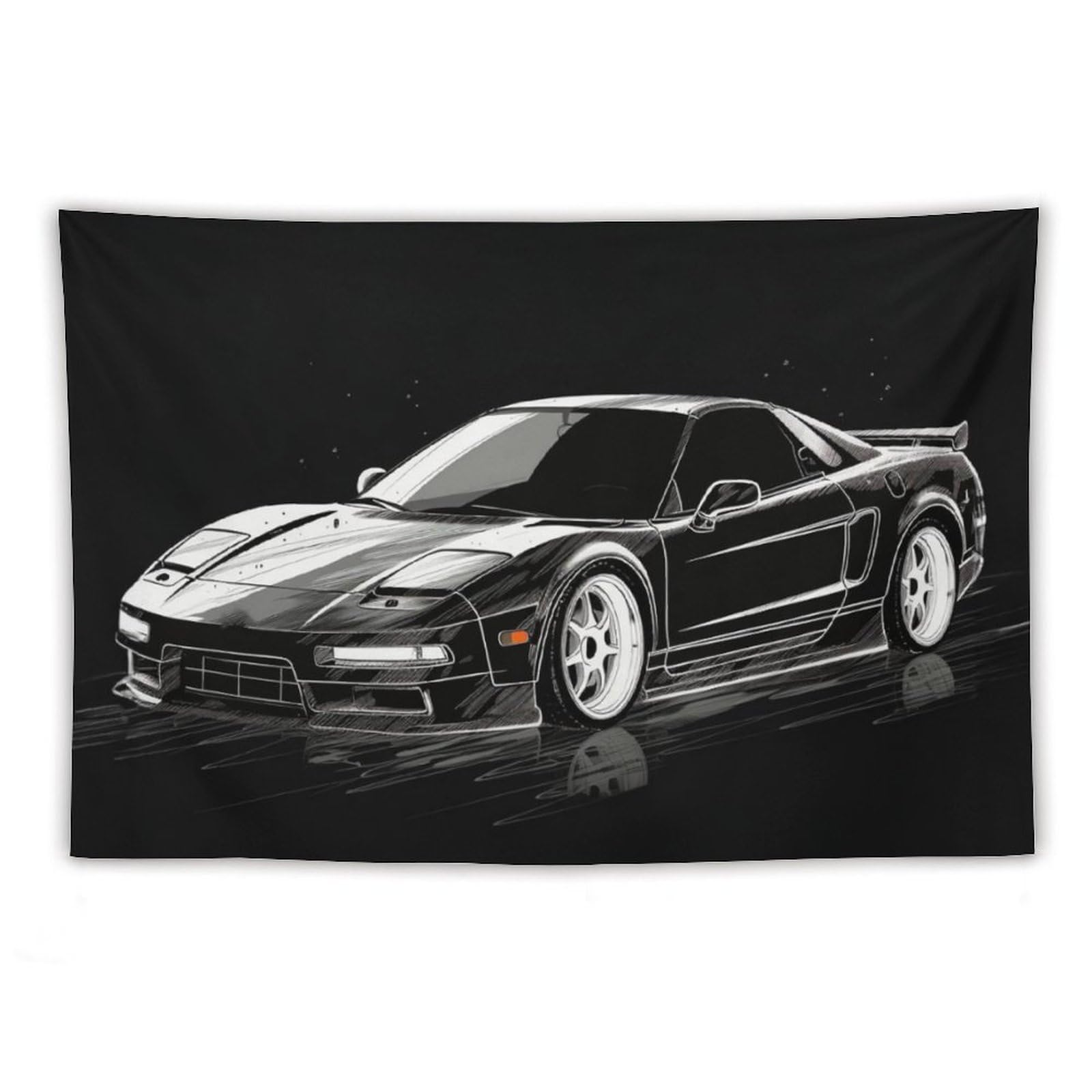 FeoYoed Jdm Car Tapestry Black and White Wall Hanging Decor for Men Cool Car Wall Art for Bedroom Living Room Dorm Japanese Nsx 40"x60"