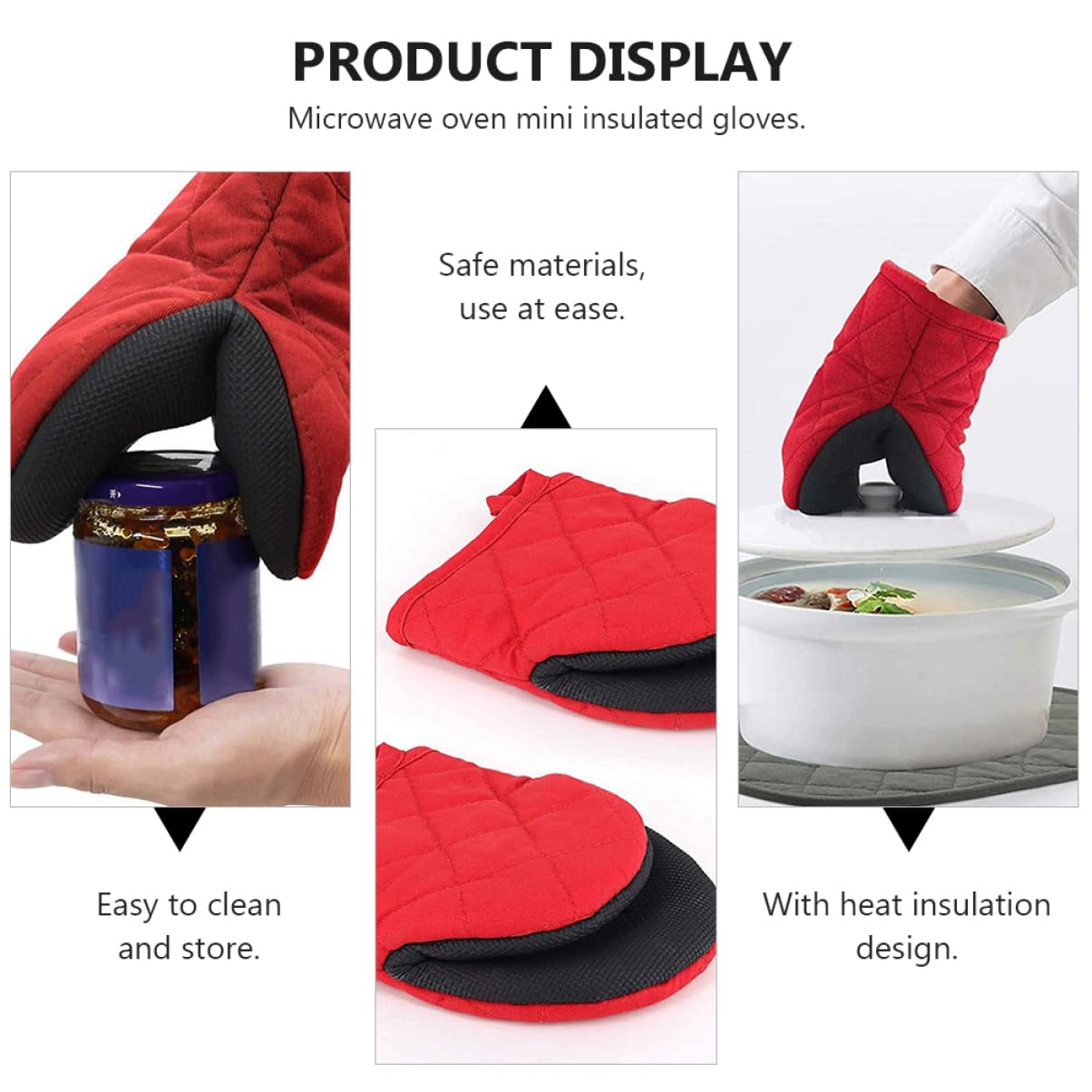 Guantes de Horno Mini Aislantes del Calor Rojos, 1 Par