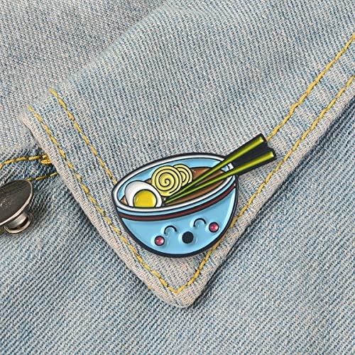Image of Set of 2 Ramen Nood Enamel Pins for Bags, Jackets, Hats & Tops - Ramen Fashion Accessory Japanese Foods Tonkotsu Ramen Brooches