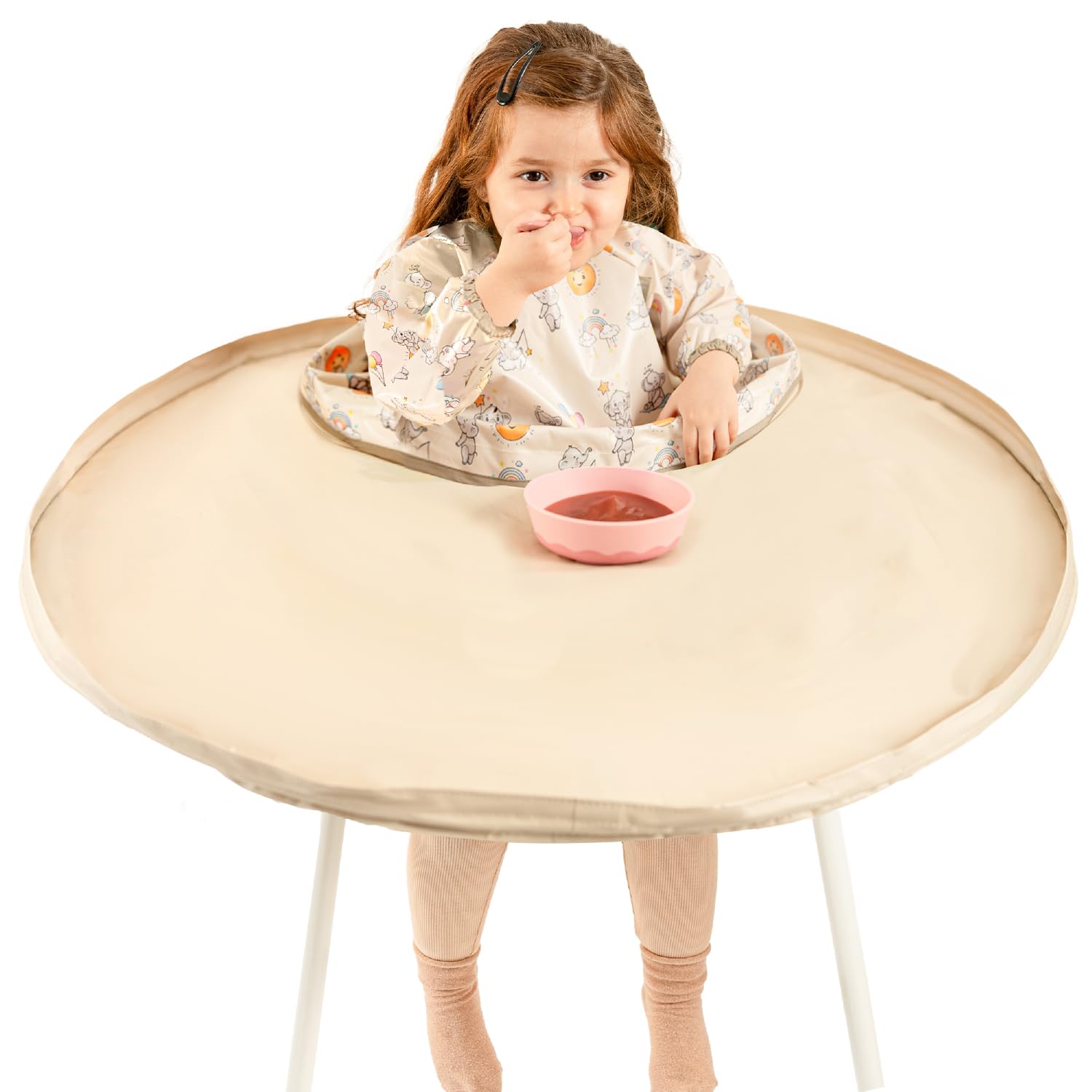 BibaTray L - Kit de comida para bebé (DME) con babero impermeable + bandeja flexible patentada y estabilizadora | Compatible con sillas altas | Sin BPA, diseño francés, fácil limpieza | 6