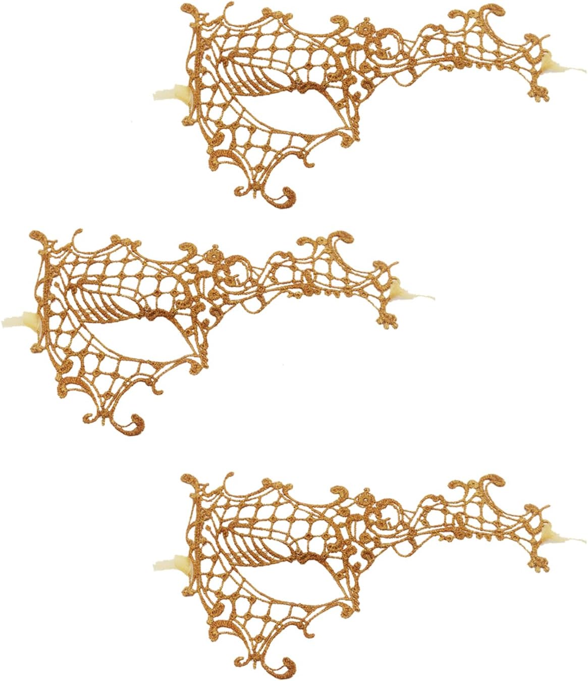 TFTSR Masquerade Masks for Women Couples & Men - Lace Adults Party Costume Venetian Dress & Mardi Gras Mask in Gold & Black