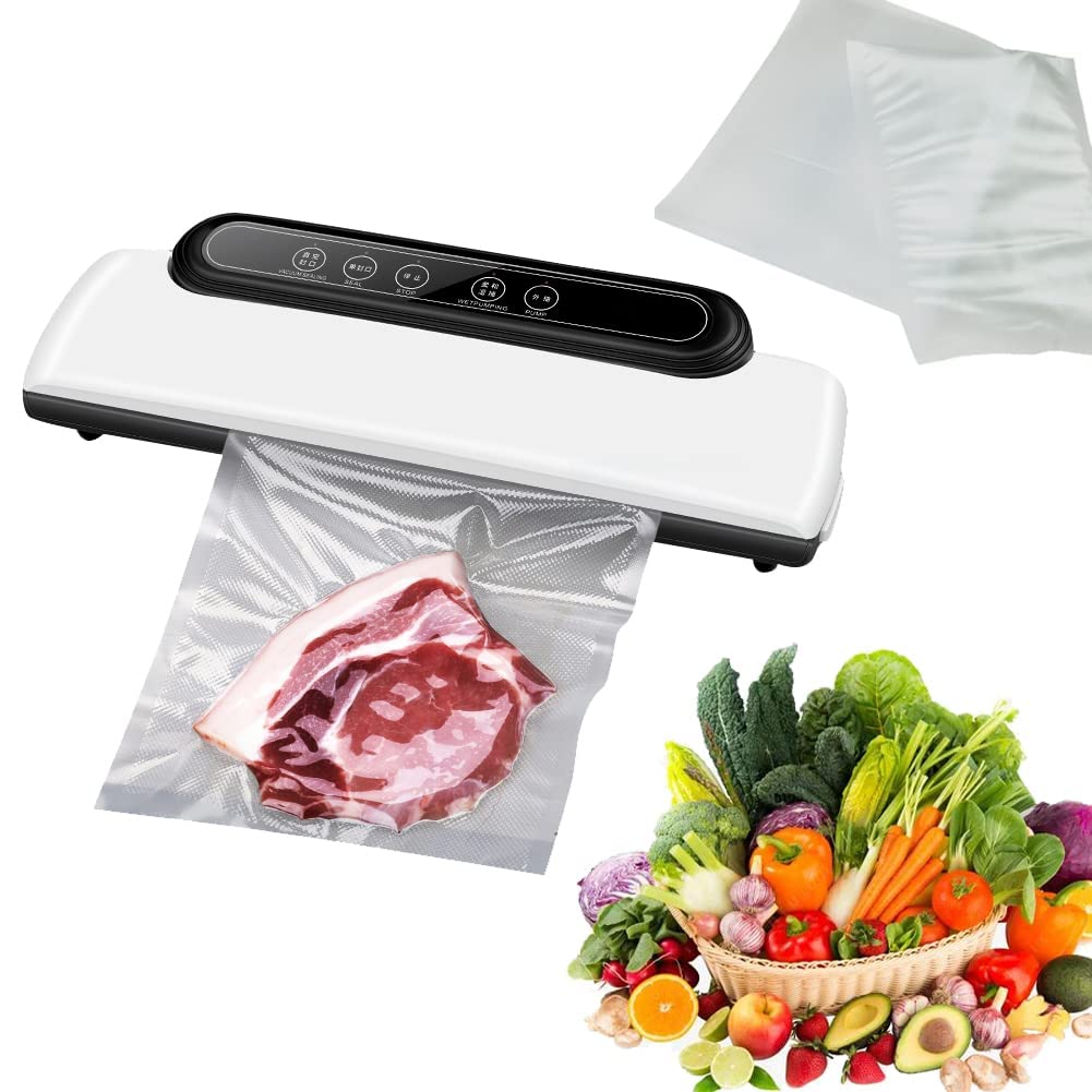 SYOSI Vacuum Sealer Machine for Food Storage, Automatic Compressor Air Sealing System Food Saver, Dry Moist Oily Powder Food Modes, 11.8 inches, Touch Button, with 10 Vacuum Bags