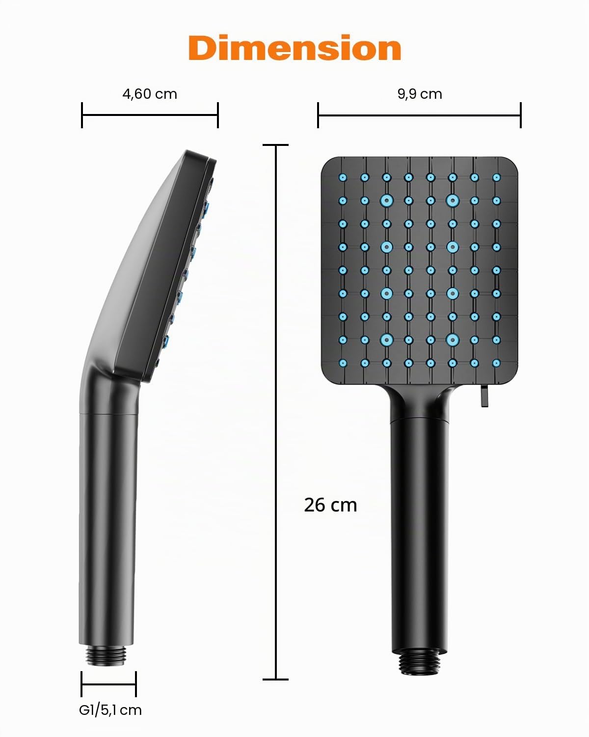 Cobbe Pommeau de douche avec filtre 20 couches pour eau dure 6 jets élimine le chlore et les métaux lourds flexible de 1 5 m inclus noir