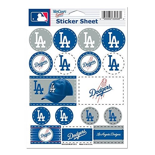 WinCraft MLB Los Angeles Dodgers Vinyl Sticker Sheet, 5" x 7"