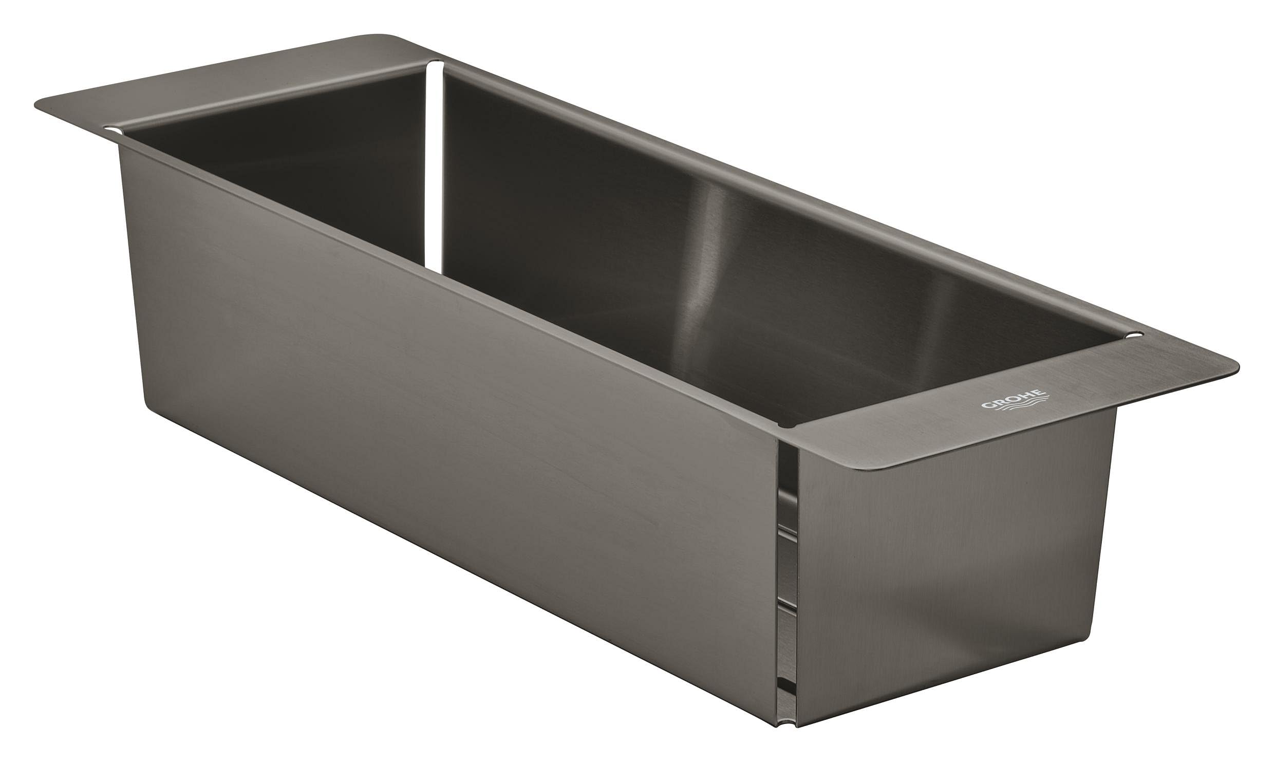 GROHE Wielofunkcyjny durszlak, kosz ociekowy nad zlewem kuchennym, wymiary 450 x 150 x 100 mm, konstrukcja ze stali nierdzewnej, nadaje się do mycia w zmywarce, bez korozji, szczotkowany twardy