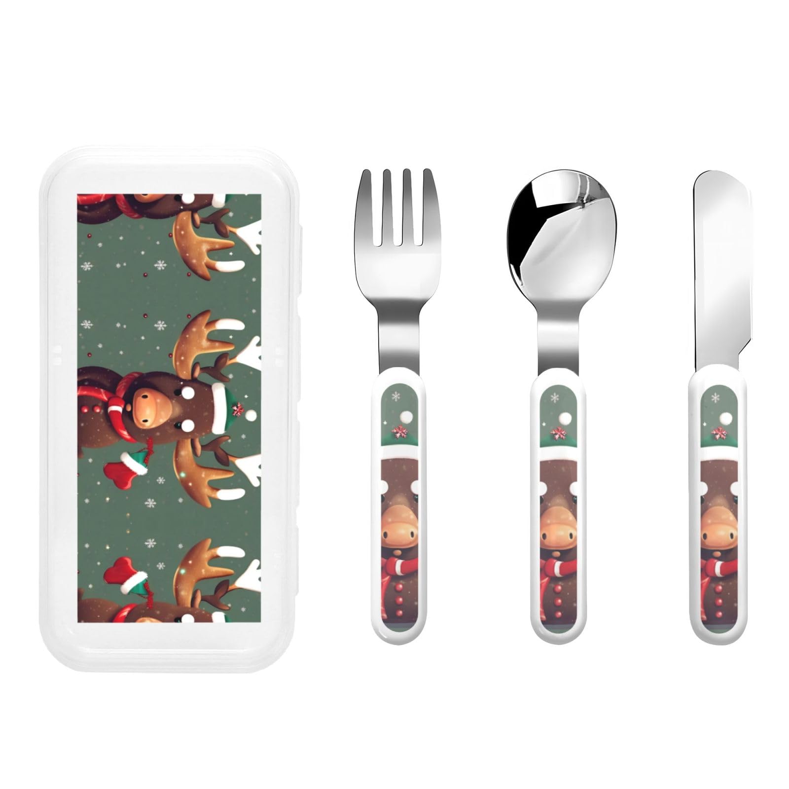 Funny Christmas Moose Head Stainless Steel Cutlery Set Stainless Steel Cutlery Fork Spoon And Knife For Daily Meals