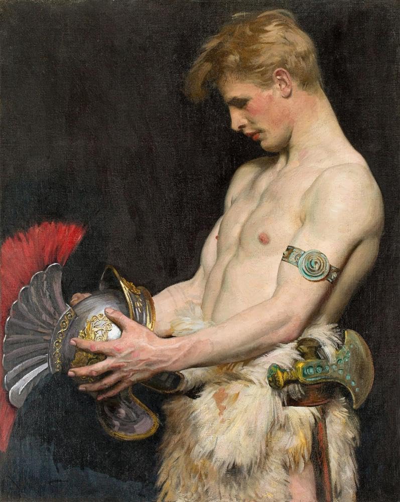 Germanic Warrior with Helmet (1902) 24x30 UnFramed Art Print Poster Ready for Framing by Osmar Schindler