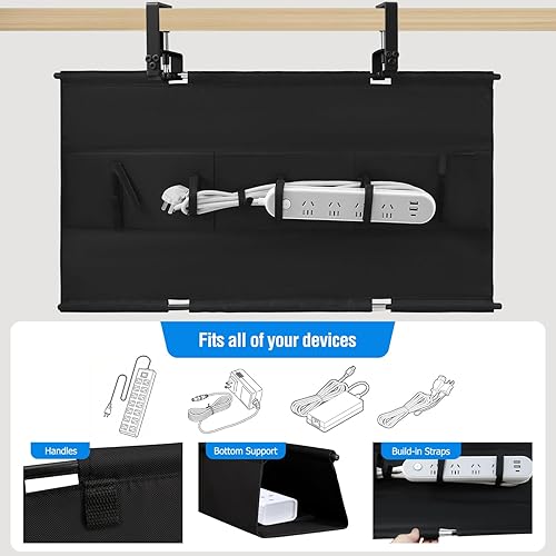 Miniatura 2 de Bandeja de organización de cables para debajo del escritorio, abrazadera resistente sin taladrar y montaje de tornillo, organizador de cables de 36