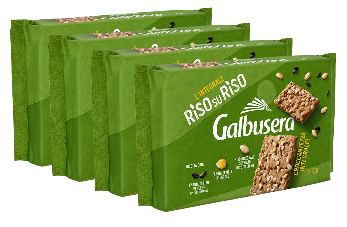 4X Galbusera Riso su Riso Crackers Integrali Croccanti Snack Salato 380g
