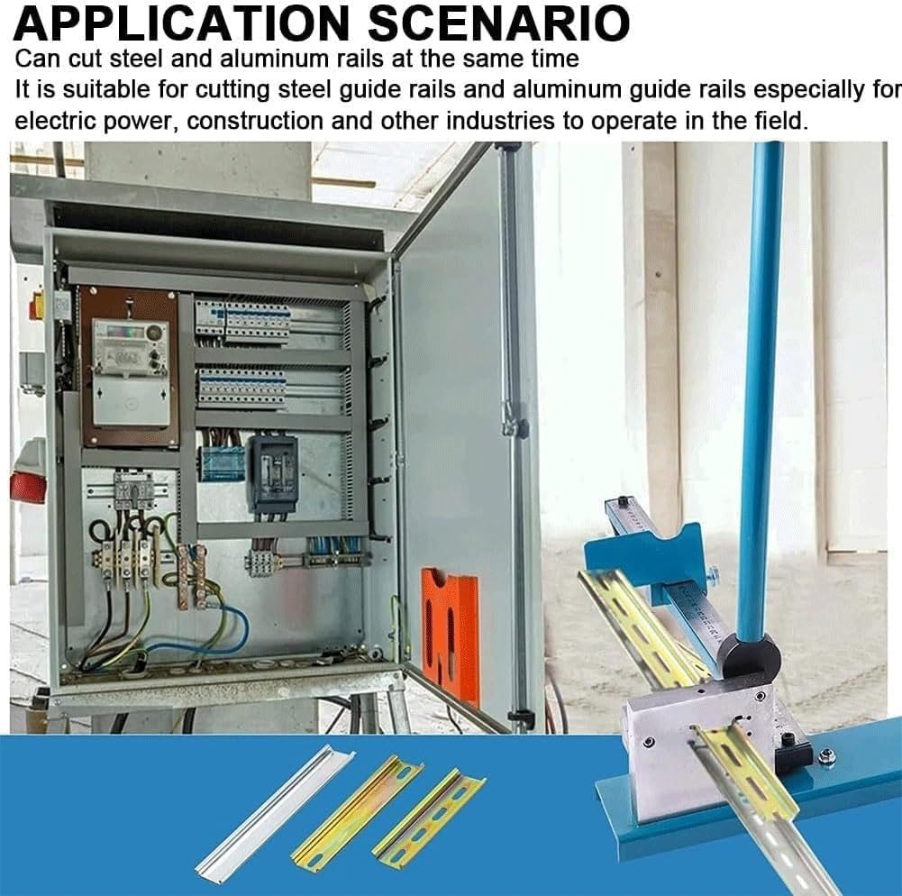 Cortador manual de carril DIN, herramienta de ahorro de mano de obra de doble ranura con regla de 50 cm, máquina de corte de tronco superior de banco para aleación de aluminio, rieles de acero y