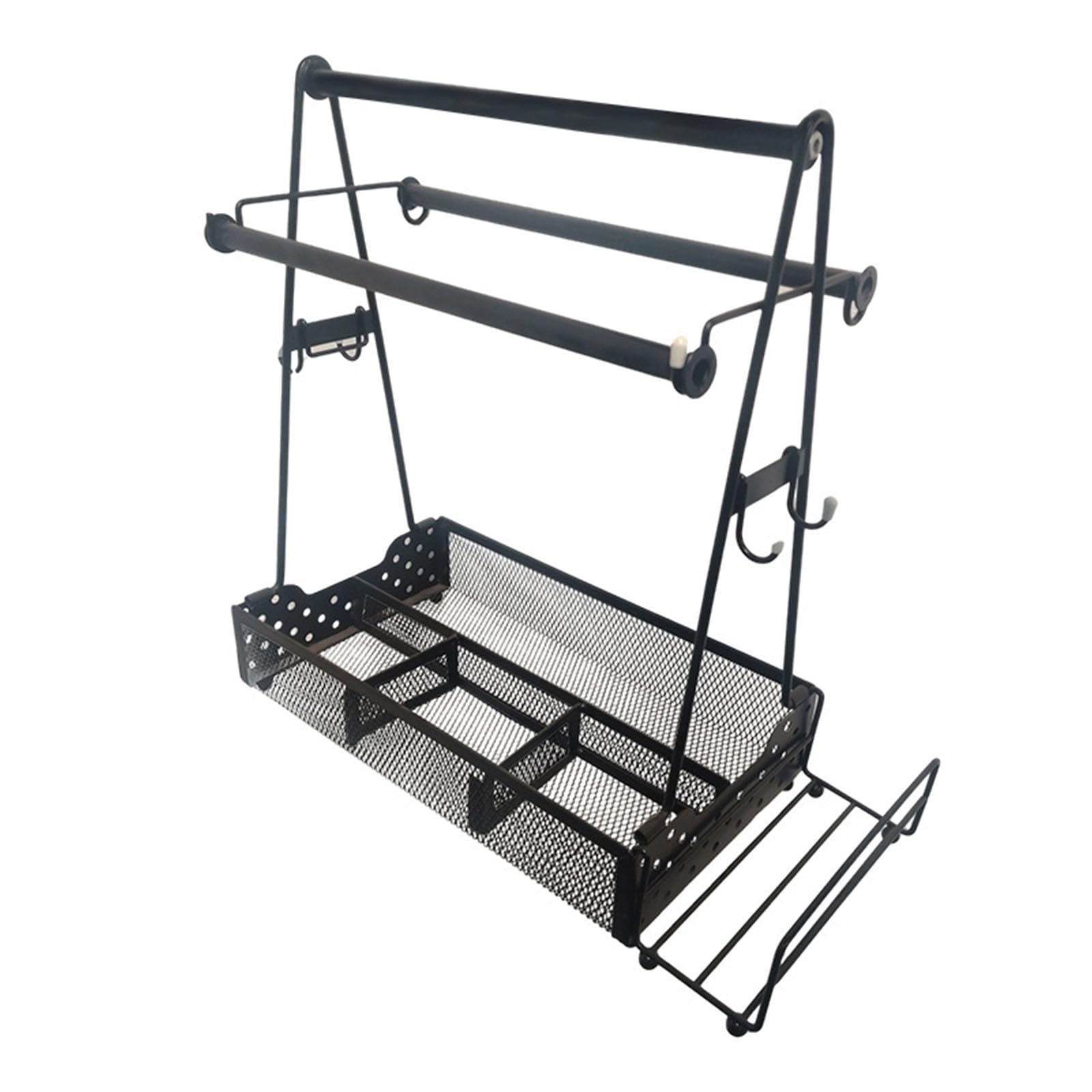 Hsioluted Portable Iron BBQ Carrier with Divided Compartments Comfort Handle for Camping Transport Kitchen Tool Planner