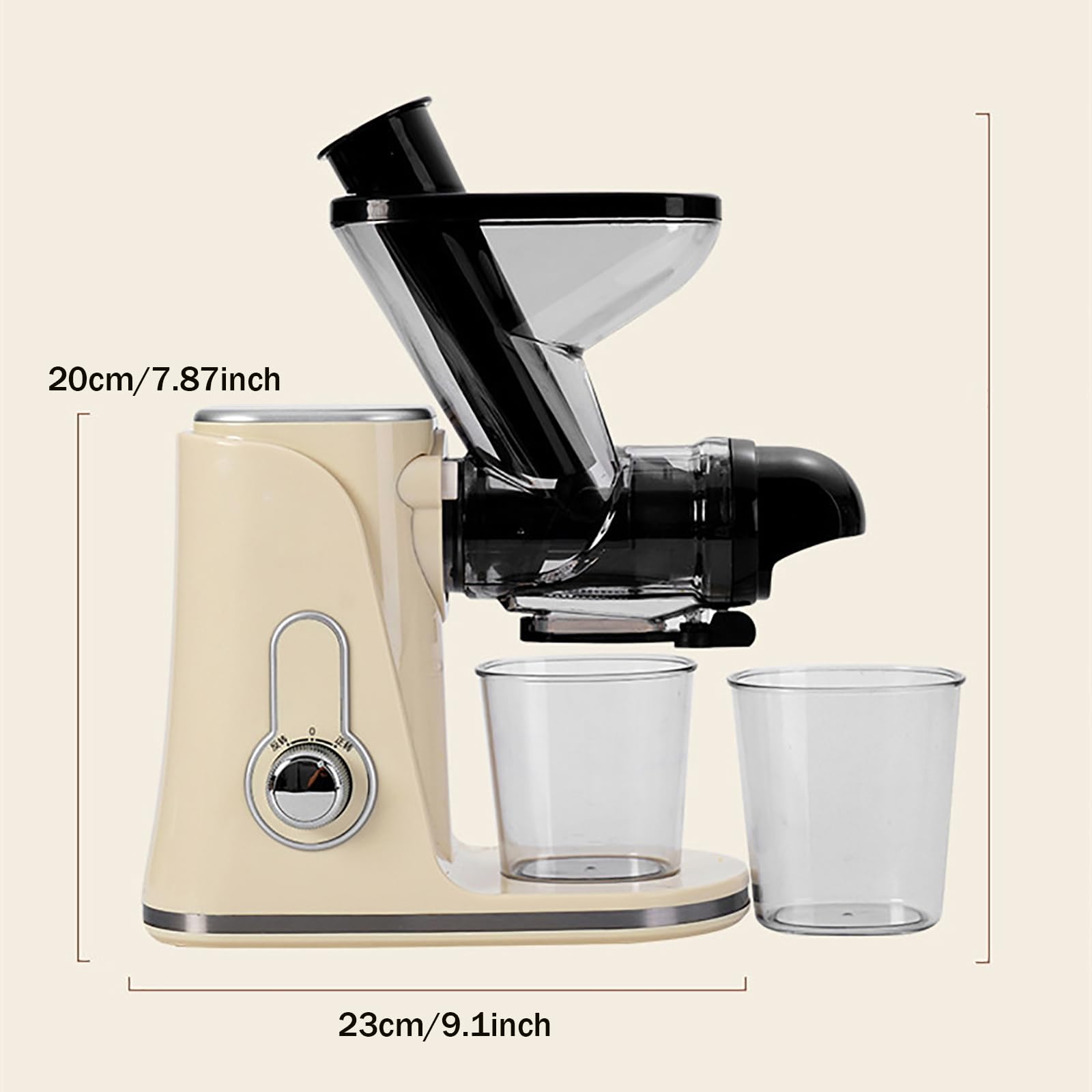 Exprimidor de Gran diámetro (5 cm/1,97 Pulgadas), Alta tasa de extracción con Motor silencioso y función inversa, máquinas exprimidoras de prensado en frío Lento, para Frutas y Verduras