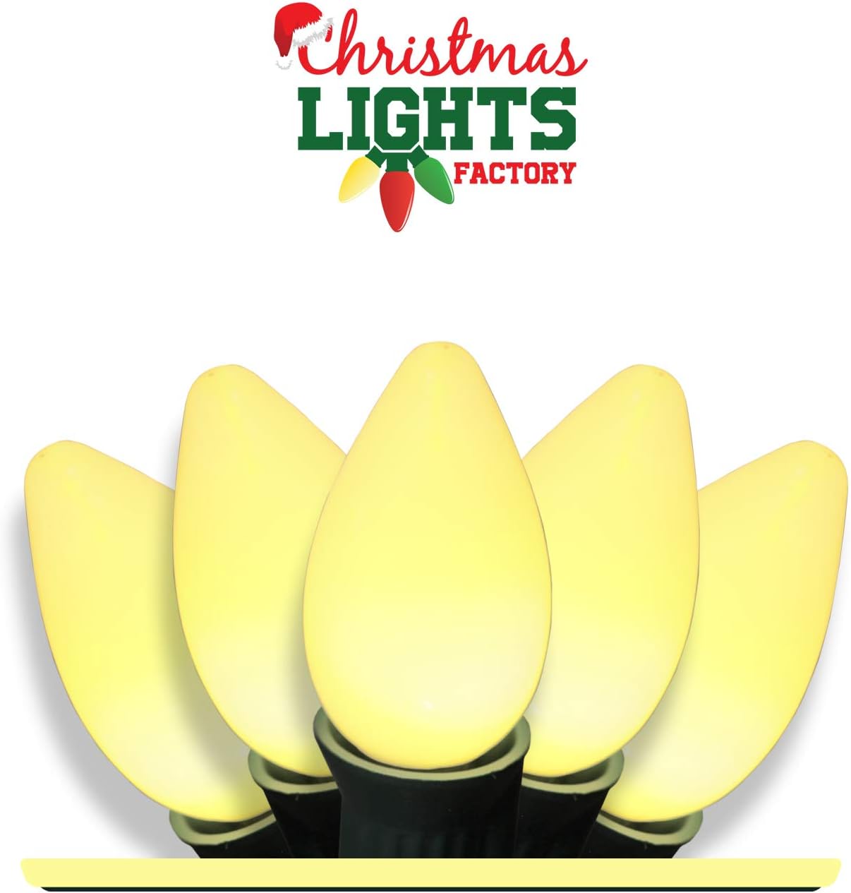 Lоwеѕt Prісе CHRISTMAS LIGHTS FACTORY - C7 - Yellow - Super Bright LED Frosted Bulbs - 25 Bulbs ONLY - Commercial Grade - Dimmable - Indoor & Outdoor. Be a Beacon of Holiday Spirit, Joy, & Light.