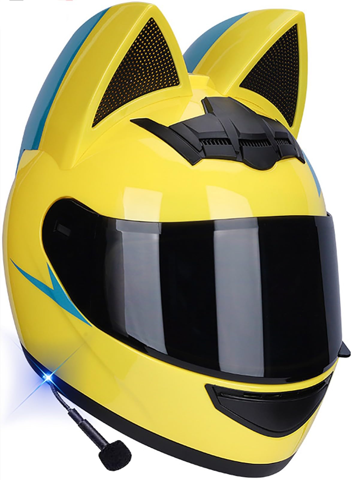 Girl Women Bluetooth Motorcycle Helmet Cat Ear Modular Helmet DOT Certified Full Face Motorbike Helmet Four Season Flip-Up Helmets with Visor for Street Bike Racing Motocross 1,S=55-56cm : Automotive