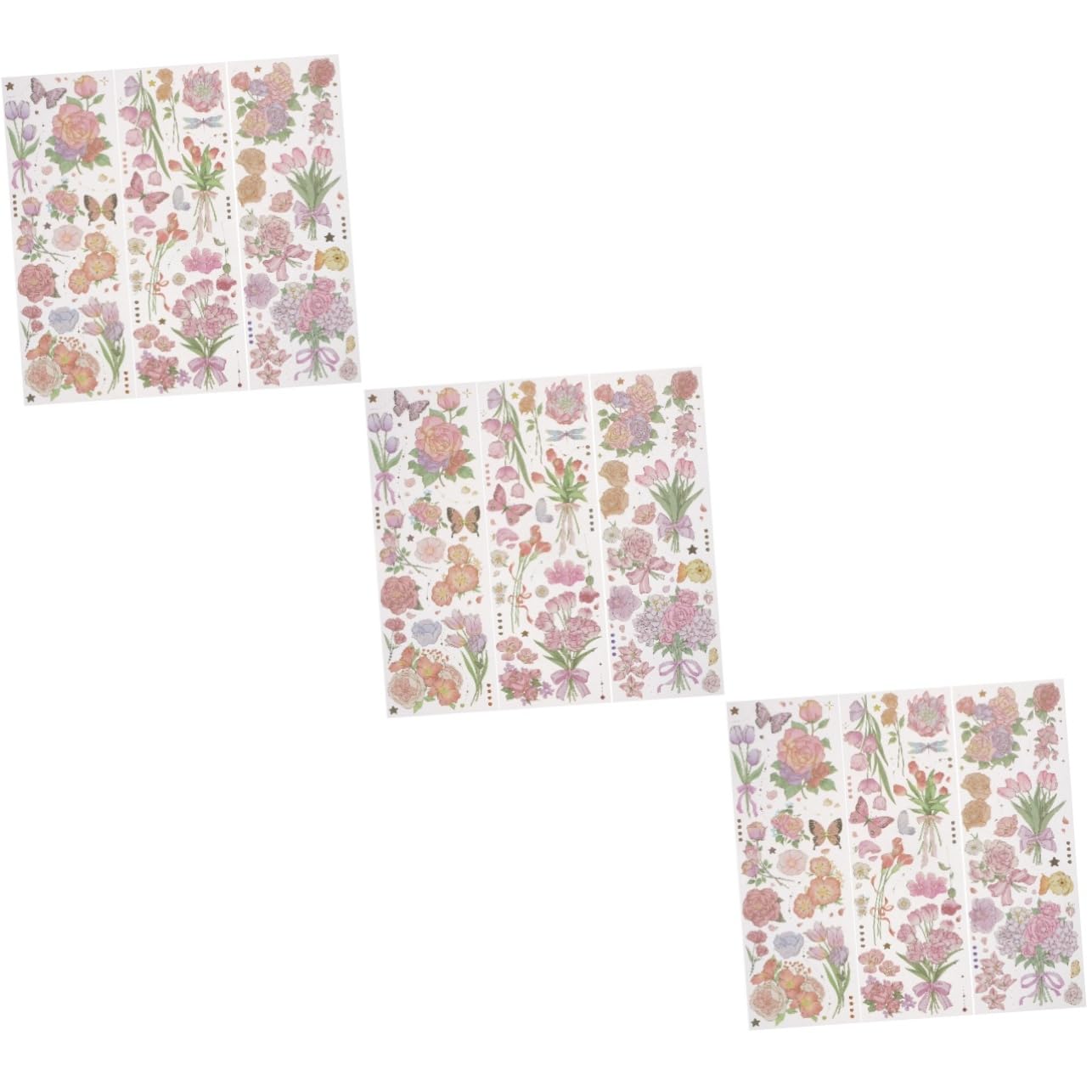 SHINEOFI 3 Stück 5 Blumenstempelaufkleber Sammelalbum Buchaufkleber Scrapbooking Zeitschriftenaufkleber Junk-journal-zubehör Selbstklebender Planer-aufkleber Blumenaufkleber Das Haustier