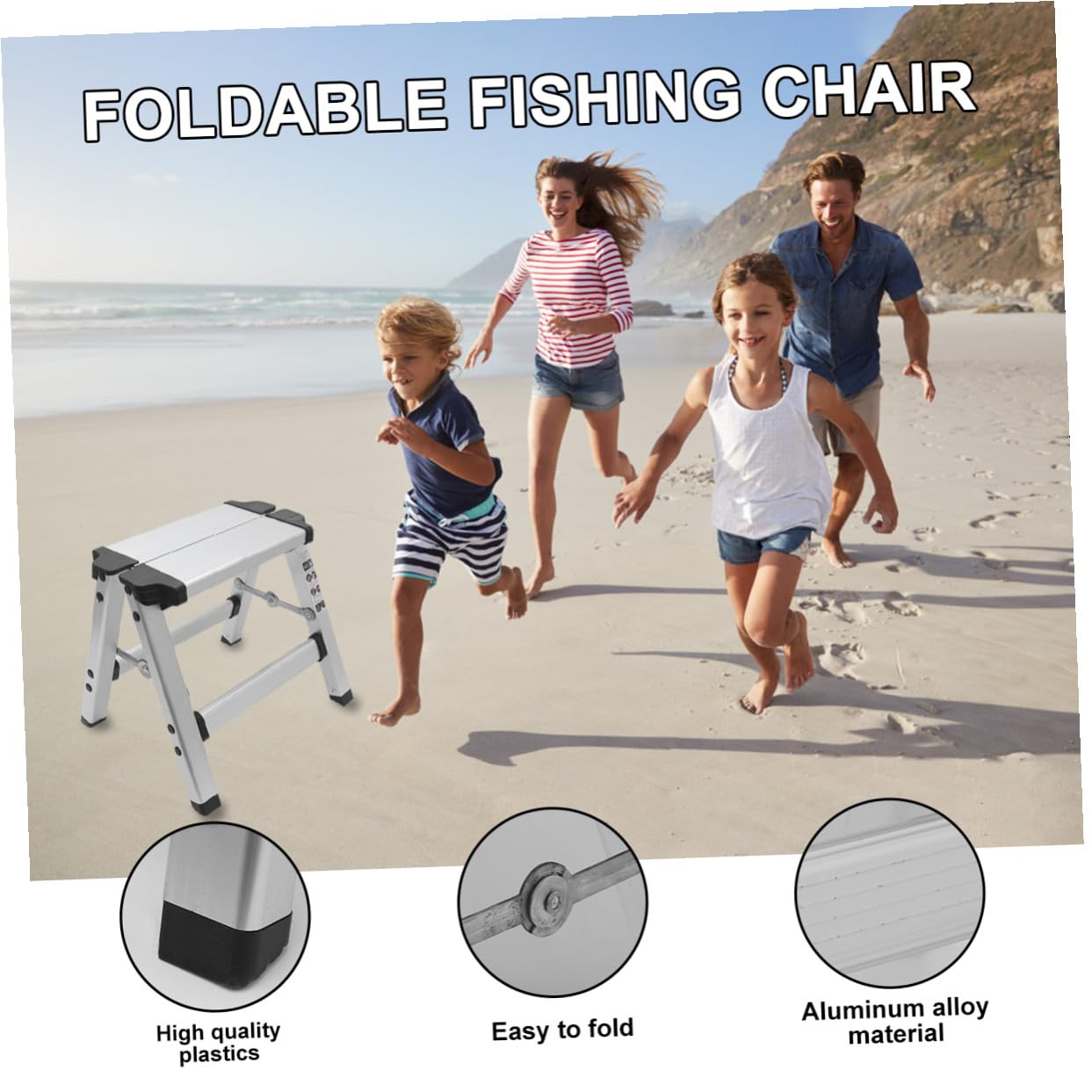 TOYANDONA Sgabello Pieghevole in Lega di Alluminio Sedia Portatile da Pesca e Escursionismo Scaletta Multifunzione Leggera e Compatta per Uso Domestico e Outdoor