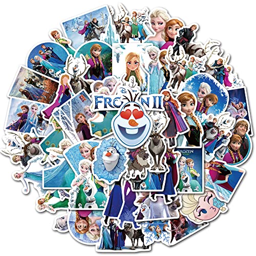Cute Frozen Cartoon Stickers for Kids Water Bottle, 50pcs Pack Disney Princess Waterproof Vinyl Decal for Teen Girl Laptop Skateboard Bike Guitar...