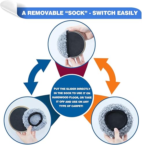 Miniatura 3 de Furniture Sliders - Almohadillas móviles reutilizables 2 en 1 para todo tipo de pisos, paquete de 4 deslizadores de alfombra de 5 pulgadas y 4