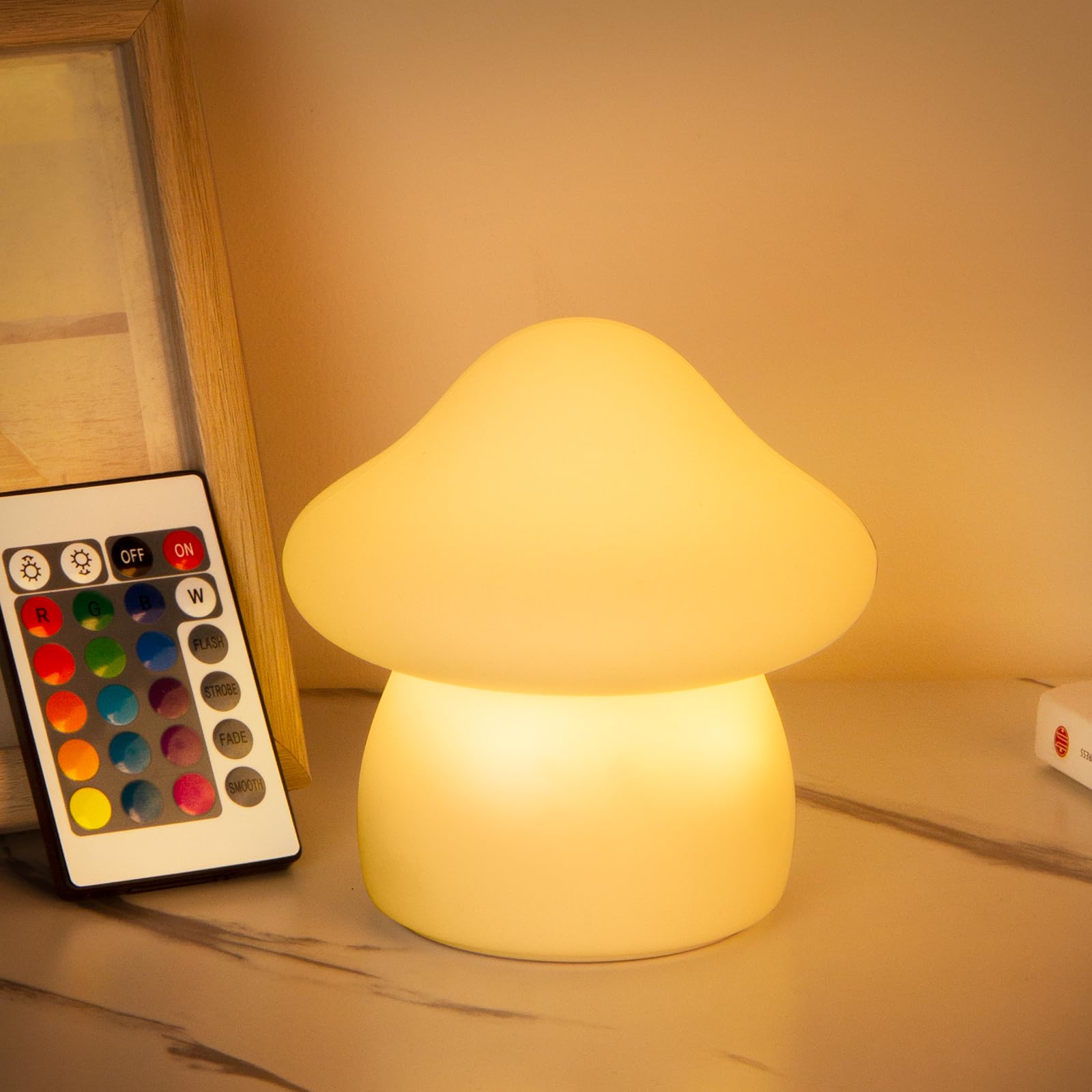 Soft Silicone Material Mushroom Light, 16 Colors Mushroom Night Light Include Remote Control, Mushroom Lamp Dimmable and Rechargeable, Cute Lamp with Touch Sensor, Night Light for Kids for Bedrooms