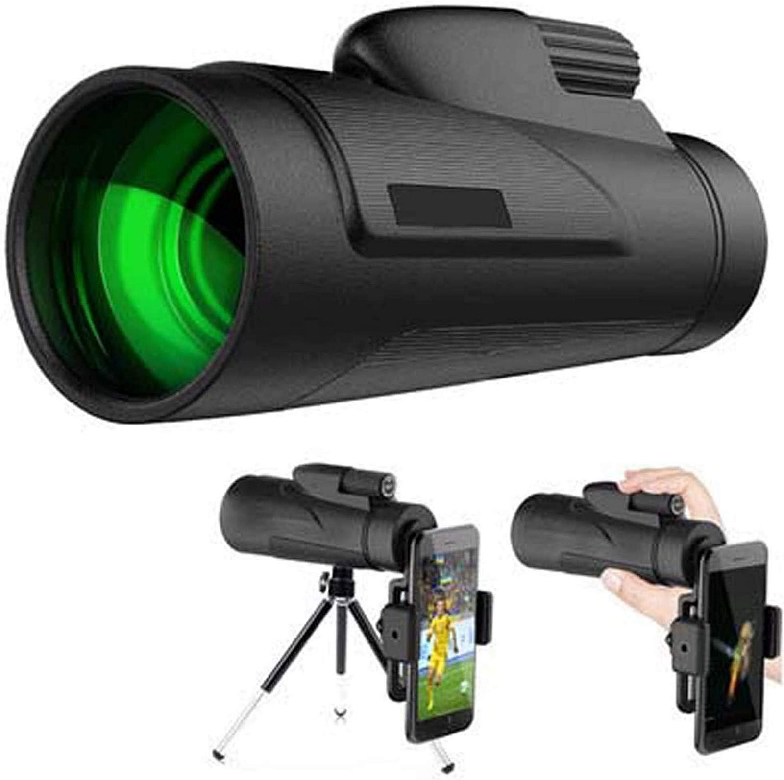 Auricase Monoculare 12x50 Con Prisma BAK4 E Lenti FMC – Per Birdwatching, Escursioni E Campeggio, Con Treppiede E Supporto Smartphone