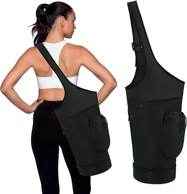 Bolsa de Yoga con Gran Apertura, Compartimento para Esterilla, Bolsillo Húmedo y Botella