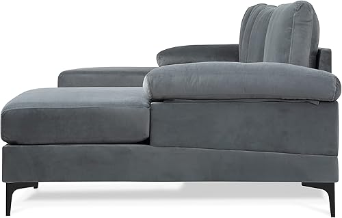 Miniatura 16 de Sofá modular moderno en forma de L, con diván extra ancho y patas doradas Gris,Negro -,Verde,Naranja,Gris oscuro,marino,Púrpura