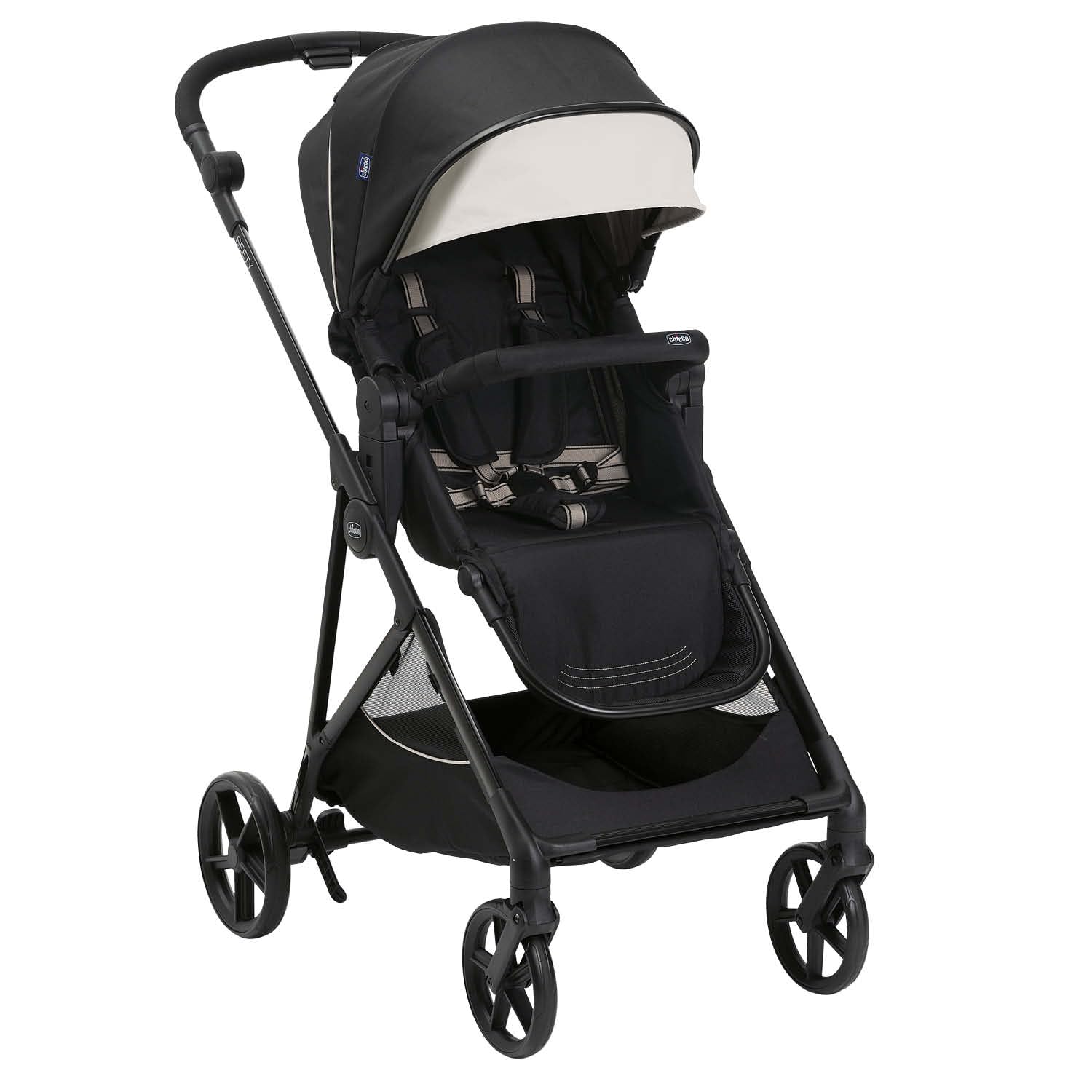 Chicco Passeggino Seety, Passeggino Leggero e Compatto Da 0 Mesi a 4 Anni, Portata Max 22kg, Passeggino Pieghevole, Schienale Reclinable, Chiusura Automatica in 1 Gesto, Capotte Parasole e Parapioggia