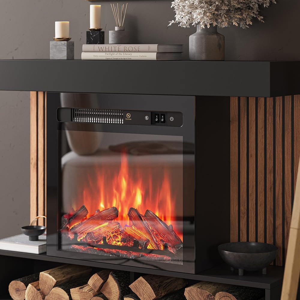 Vicco Chimenea eléctrica Lynea, Negro, 100 cm
