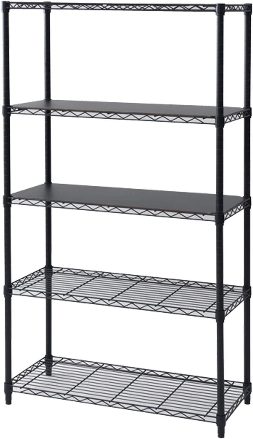 スチールラッ5段ブラック木製棚板2枚付ICM-15875J(BK) WB Amazon｜[山善] ラック スチールラック本体 棚 5段 ハイタイプ