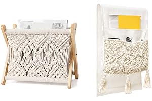 Mkono Macrame Sofa Armrest Organizer: Expand Storage with Bohemian Charm