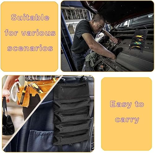 Miniatura 5 de 2 bolsas enrollables para herramientas, rollo de herramientas pequeño, bolsa de herramientas portátil para viajes diarios (negro y verde)