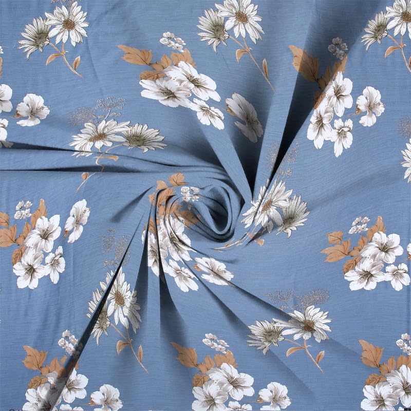 Image of NHD HOME Premium Cotton Elastic Fitted Bedsheets with 2 King Size Pillow Covers | Double Bed with All Around Elastic 220 TC Supersoft |Size-72 King Sizex78+10 inches | Floral, Light Grey White