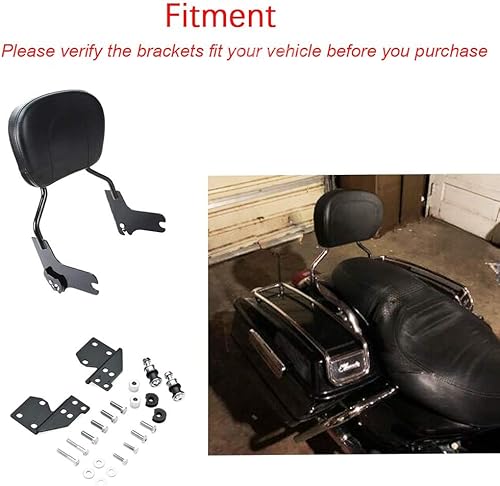 Miniatura 9 de Barra desmontable de color negro brillante con almohadilla de respaldo para pasajero y kit de herramientas de acoplamiento de 4 puntos compatible