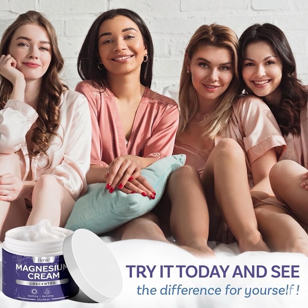 Dersie Magnesium Cream – Magnesium Cream with Lavender, Grape & Camellia Seed Oil – Hydrating & Soothing Body Cream for Men, Women & Kids (4 fl oz)